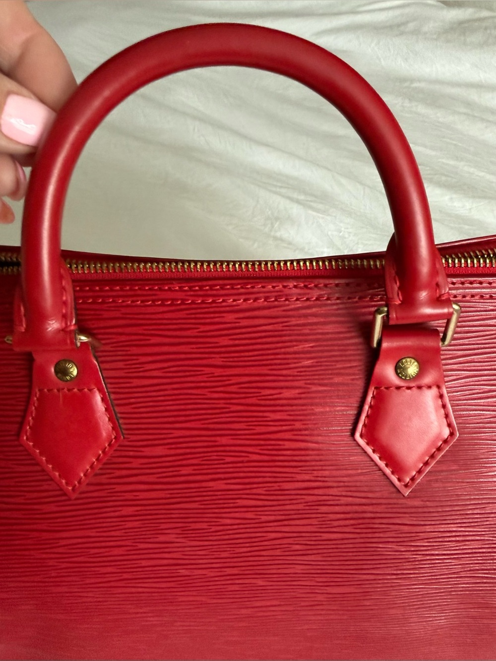 AuthenticVintage Louis Vuitton Red Epi Speedy 30 - Picture 9 of 14